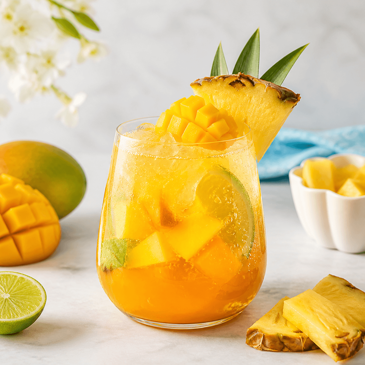 Punch tropical mangue-ananas